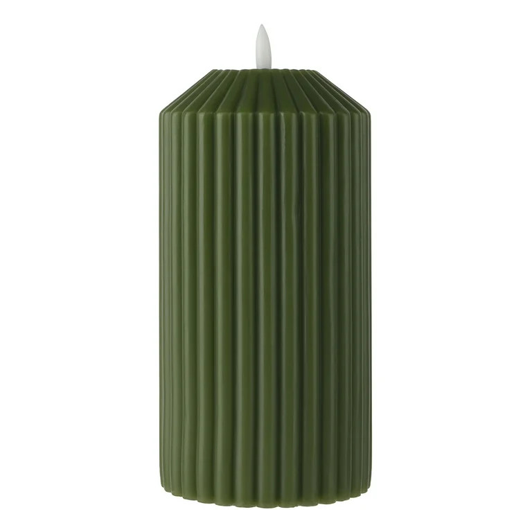 8" Ribbed Wax LED Pillar Candle by Ashland® - Fall Home Decor - Walmart.com | Walmart (US)