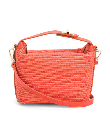 Straw Medium Satchel With Leather Handle for Women | Marshalls
