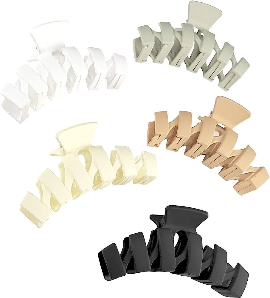 Big Hair Claw Clips, 4.5 Inch Non-Slip Matte Large Claw Clips, 5 Color Strong Hold Perfect for Wo... | Amazon (US)