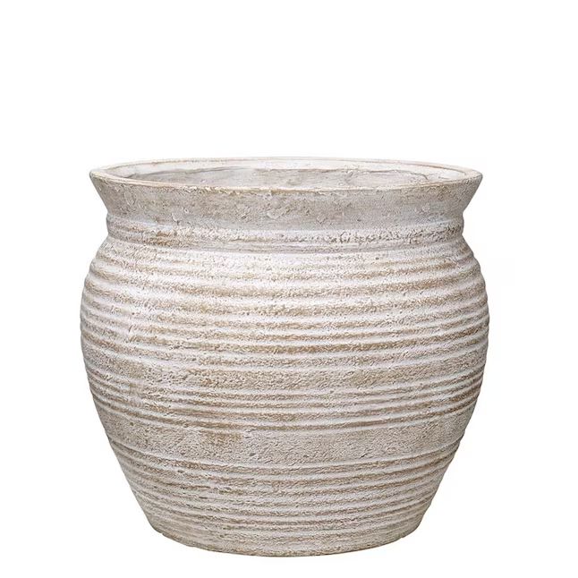 allen + roth Large (25-65-Quart) 16-in W x 13.85-in H White Wash Terracotta Mixed/Composite Plant... | Lowe's