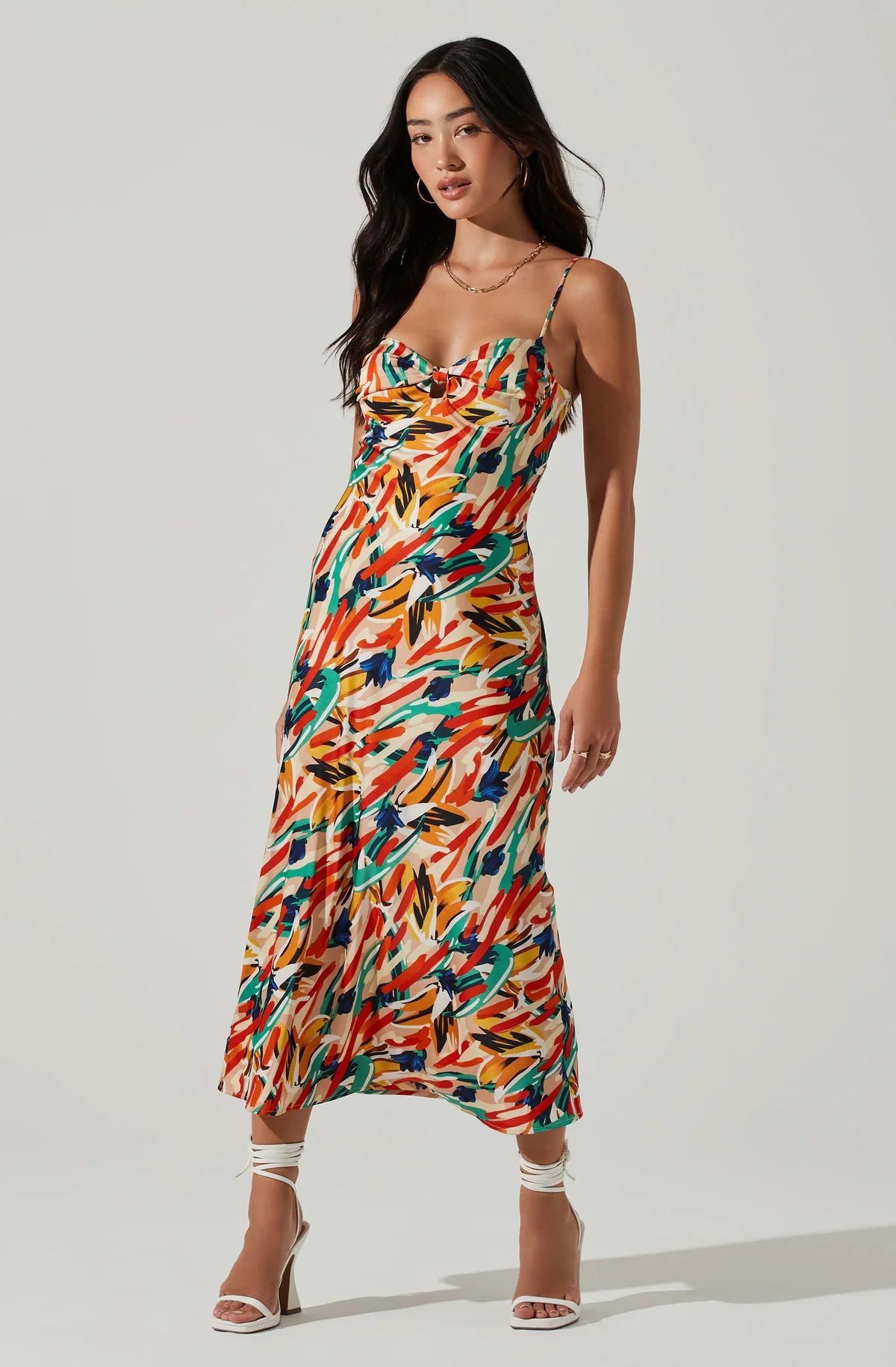 Mariela Abstract Satin Midi Dress | ASTR The Label (US)