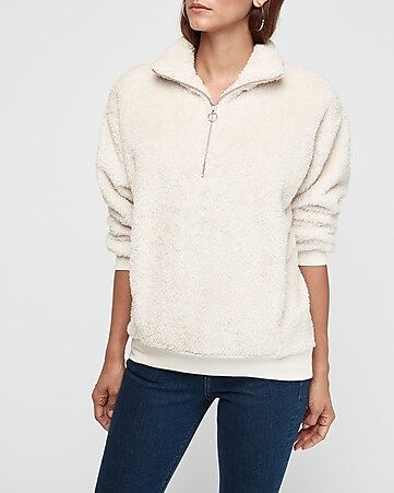 cozy fleece quarter zip sweatshirt | Express