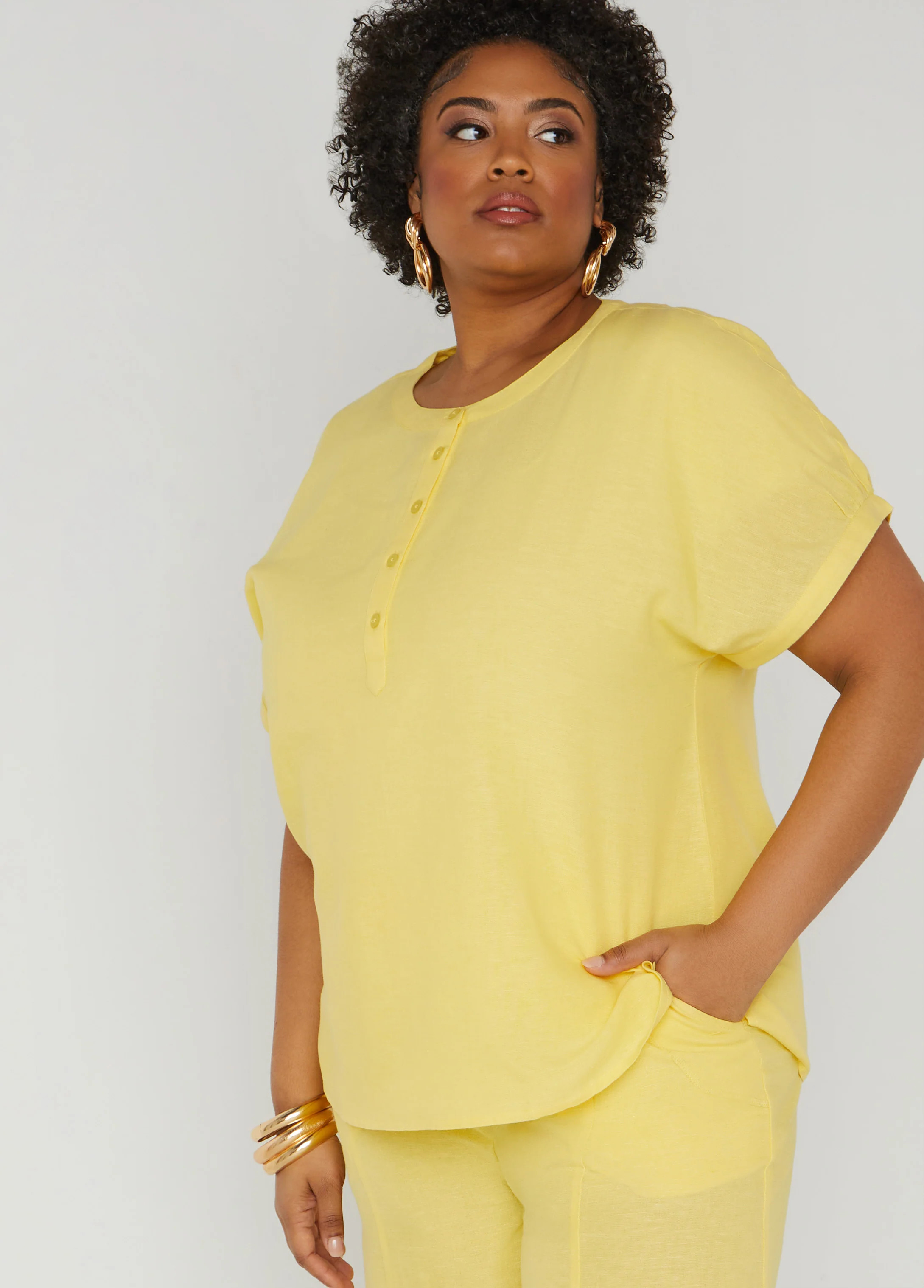 Button Front Tunic | Ashley Stewart