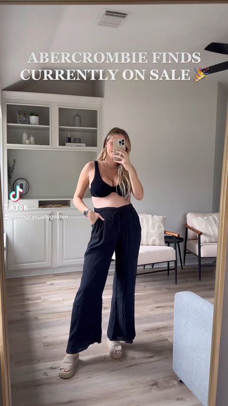 Spring vacation Abercrombie finds currently on sale. Code SPRINGAF
Bikini top in M, bottoms in large - could have done M. Sized up for bump. 
Linen pants in M
Button up in M
Denim jacket in S

#LTKtravel #LTKbump #LTKSeasonal