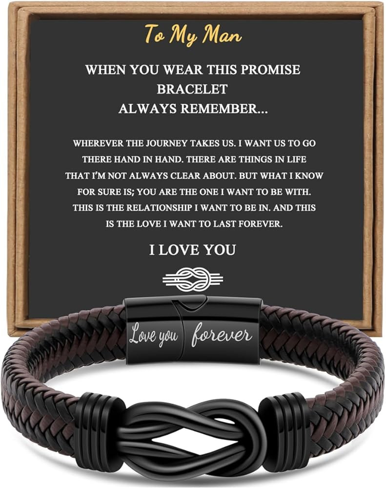 Gift for Men Infinity Bracelet for Men Dad Husband Boyfriend Son Grandson Brother Nephew Uncle Br... | Amazon (US)