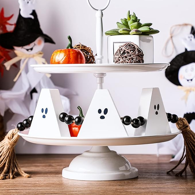 Blulu Halloween Wood Bead Garland Halloween Ghost Garland Fall Wood Bead Tassel Halloween Rustic ... | Amazon (US)