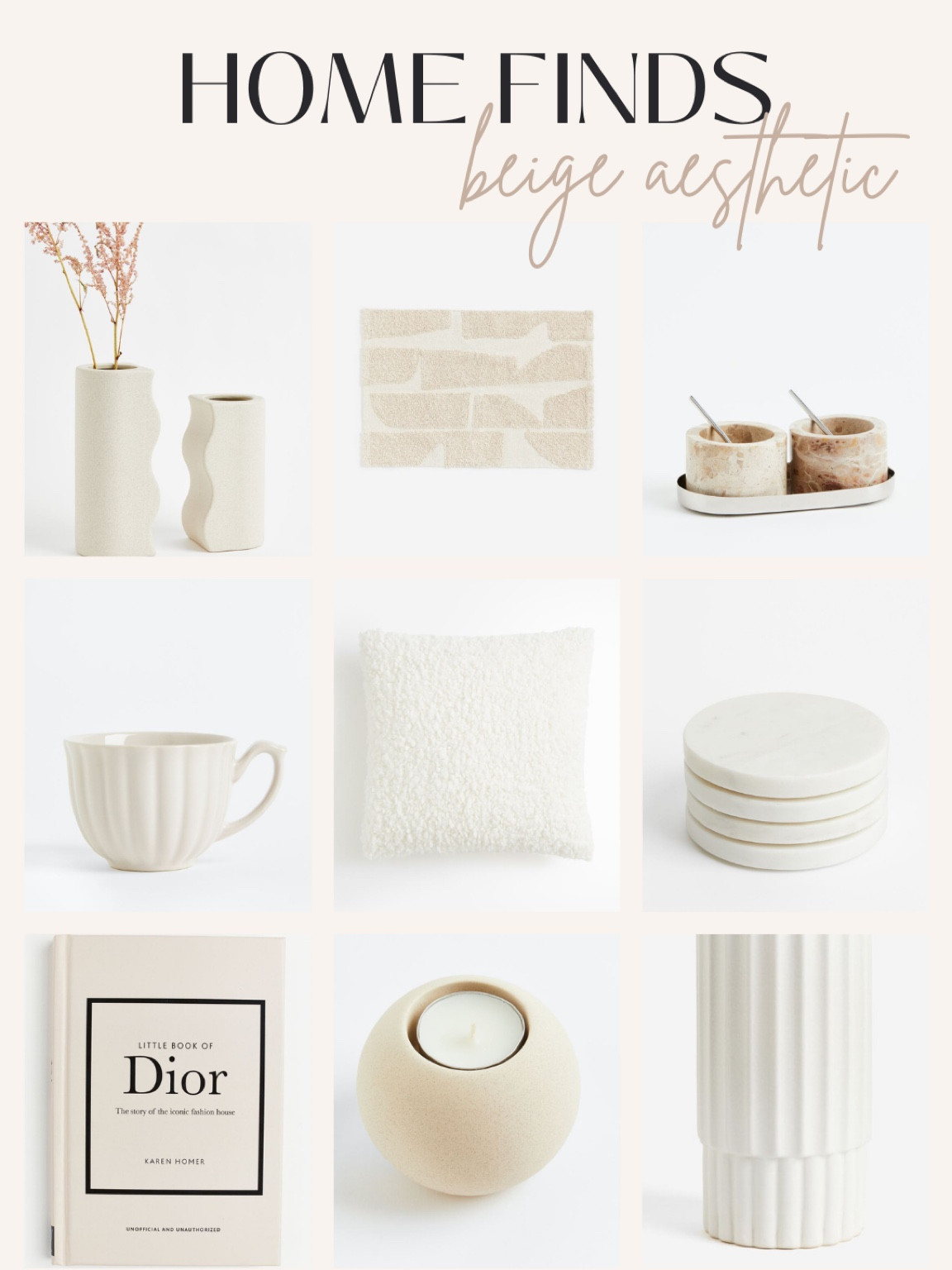 Home finds: beige aesthetic ✨

home decor, home inspo, beige home, vase, rug, porcelain mug, porcelain plates, candle holder, coffee table book, pillow case, salt and pepper shake, Nederland. 

#LTKhome #LTKeurope #LTKstyletip