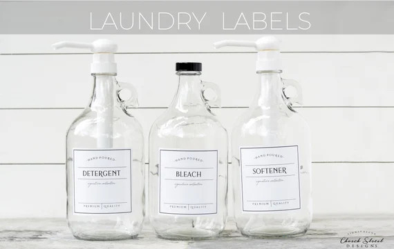 Large 4" Labels - Waterproof Vinyl Labels - Laundry Labels - Laundry Detergent, Softener, Bleach ... | Etsy (US)