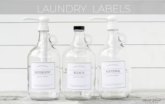 Large 4" Labels - Waterproof Vinyl Labels - Laundry Labels - Laundry Detergent, Softener, Bleach ... | Etsy (US)