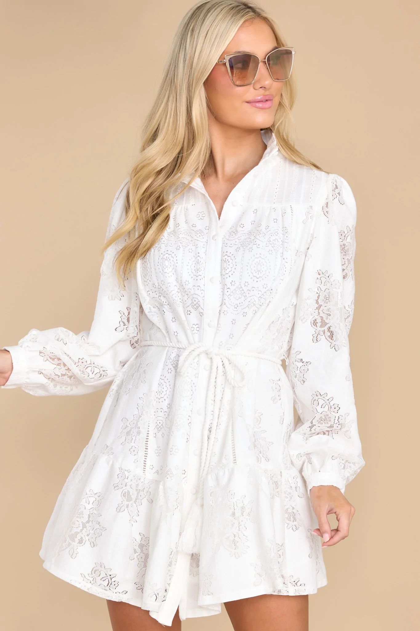 Chase The Moon Ivory Lace Dress | Red Dress 