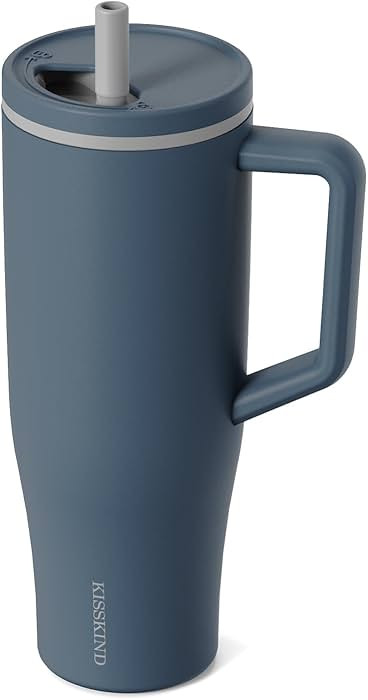 KISSKIND 40 oz Tumbler with Handle and Straw | 100% Leakproof Insulated Tumbler with Lid and Stra... | Amazon (US)
