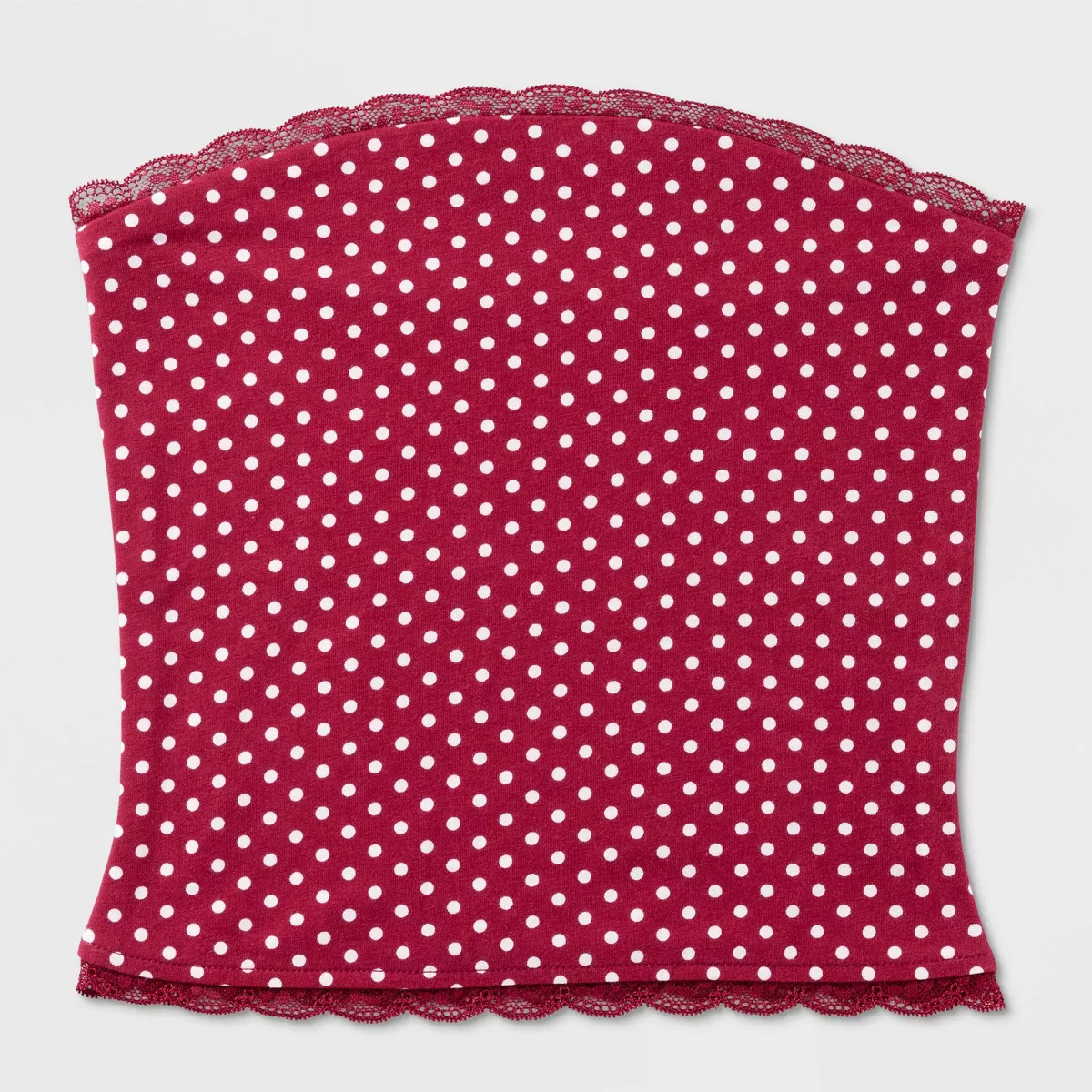 Women's Strapless Lace Trim Tube Top - Wild Fable™ Red Polka Dots XXS | Target