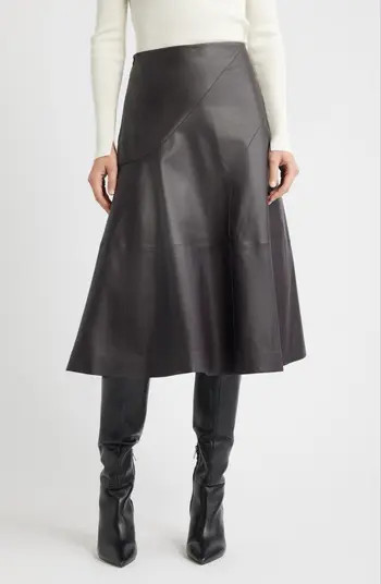 BOSS Sevani A-Line Leather Skirt | Nordstrom | Nordstrom