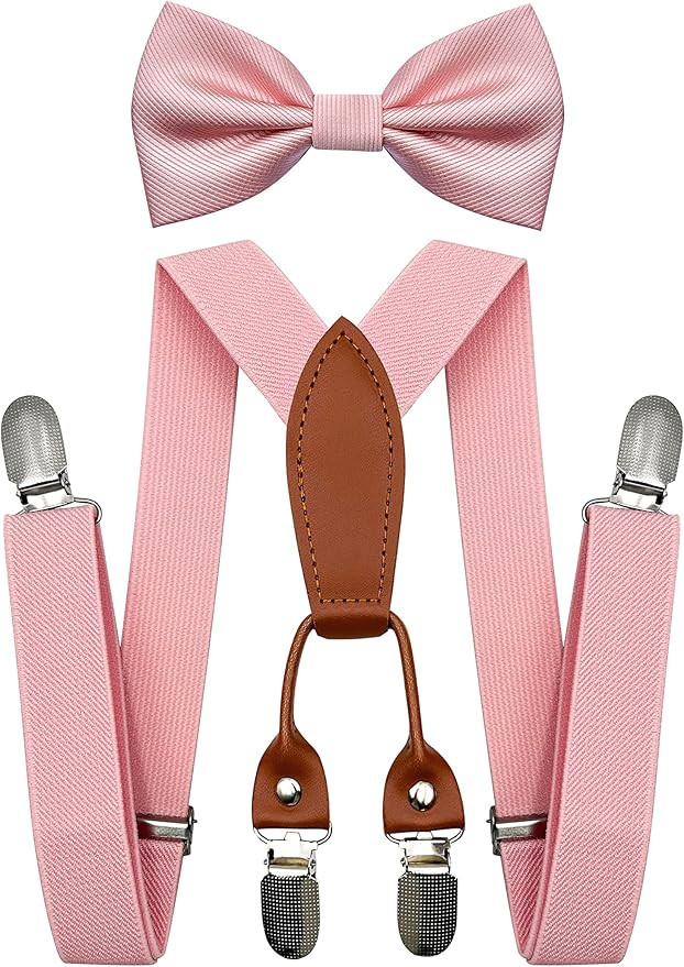 Adjustable Baby Boy Suspenders and Pre-tied Bow Tie, Kids Bowtie and Suspenders with 4 Strong Met... | Amazon (US)