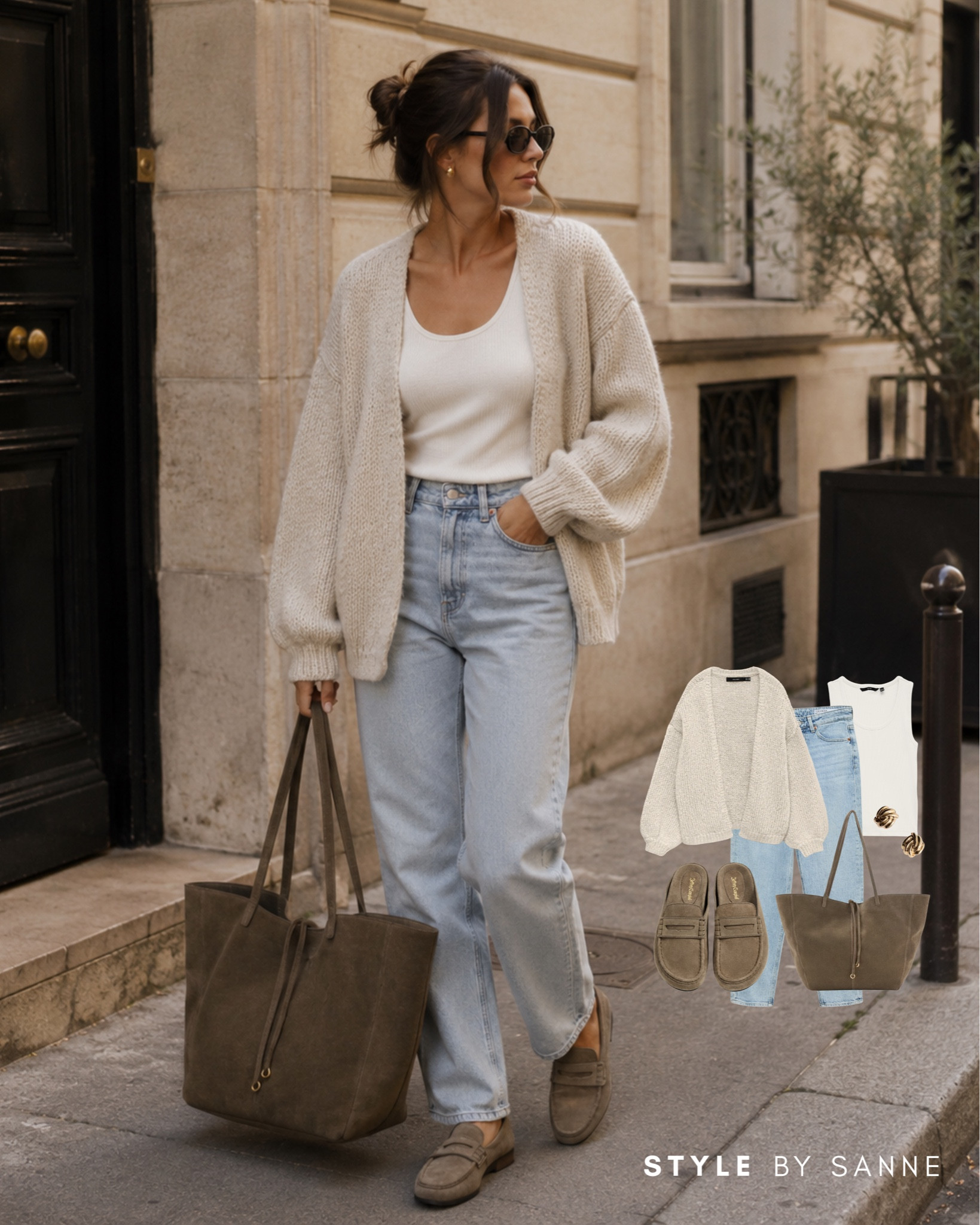 A chunky knit cardigan layered over a simple white top and light denim creates the perfect effortless everyday look. Finished with soft suede loafers and a matching tote for a relaxed, timeless feel.💙

#LTKworkwear #LTKsummer #LTKstyletip