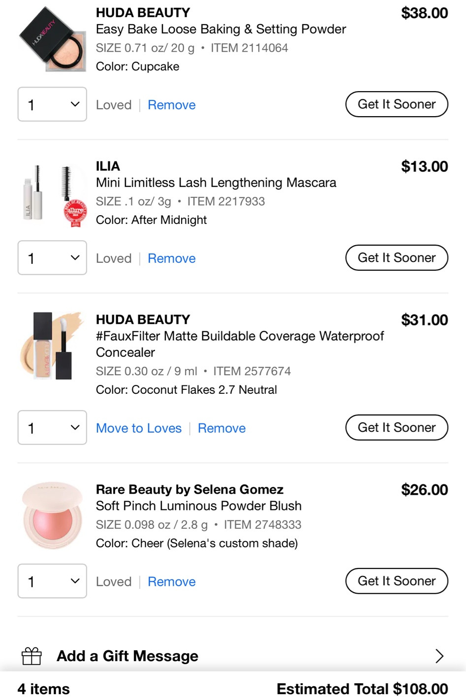 If I could only spend $100 at the Sephora savings event…. This is what I would buy (option 1)

Huda setting powder in shade cupcake - this powder will set your face all day and blurs your skin to look like a filter in real life! So pretty and great value for only $38. This powder lasted me almost an entire year!

Ilia mascara mini size - I always buy mascaras in mini size to avoid them drying out too quickly! And the ilia mini is only $13! Lasts forever and has the best wand for lengthening and adding volume without clumping your lashes. No flakes or smudging and still washes off easily! Love!

Huda concealer shade coconut flakes - underrated concealer in my opinion! It has great coverage and is so easy to use! I love the applicator and it’s a perfect match with the huda setting powder for the smoothest brightest under eyes!

Rare beauty shimmer blush shade cheer - this is like a highlighter and blush in one! It’s such a stunning color perfect for spring and summer and only $26! I’ve had it for a week and have used it almost every day 





#LTKfindsunder100 #LTKbeauty #LTKxSephora