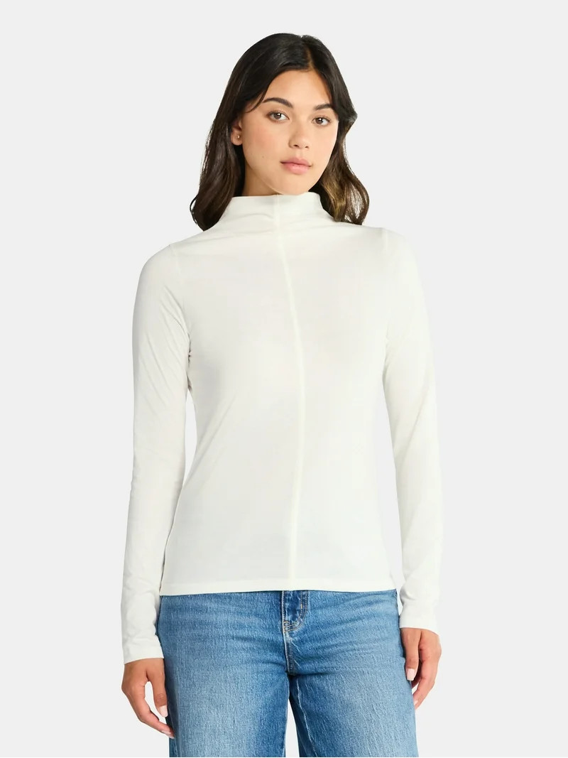 Time and Tru Women's Tissue Like Turtleneck Top, Sizes XS-XXXL | Walmart (US)