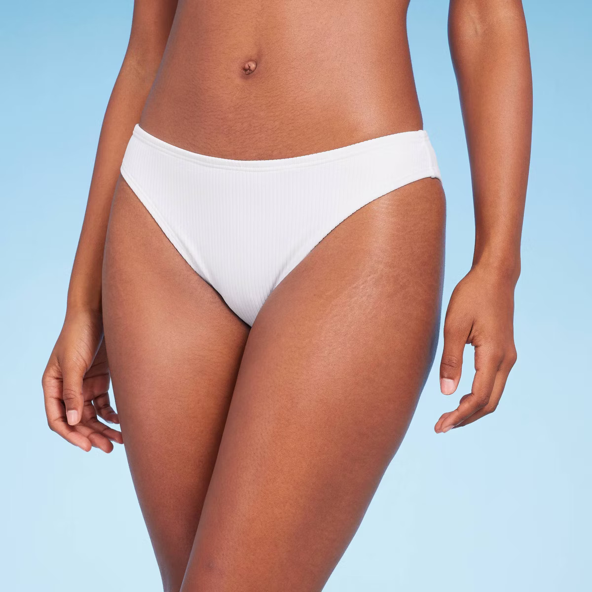 Women's Ribbed Hipster Cheeky Bikini Bottom - Shade & Shore™ White M | Target