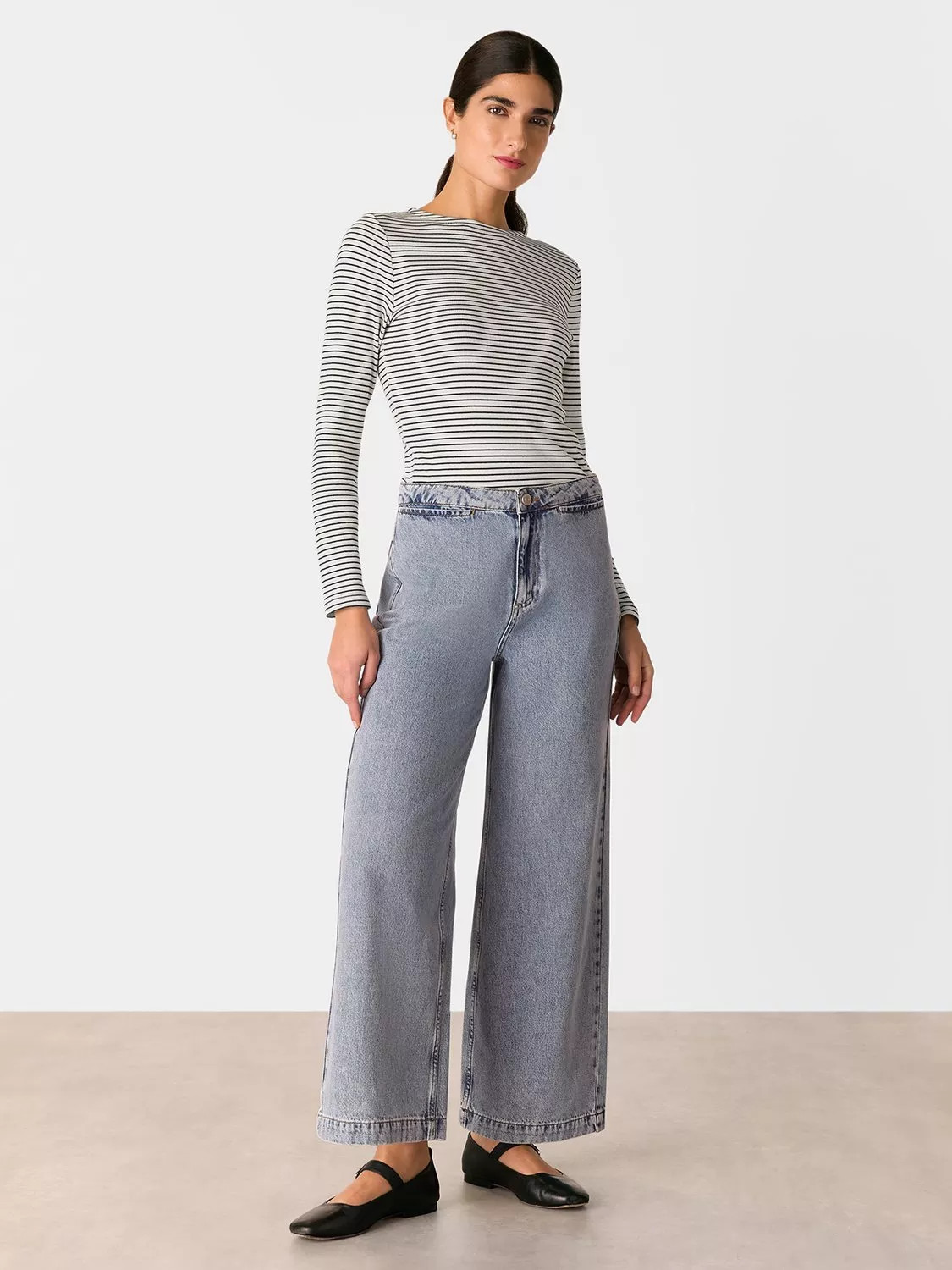 Whistles Stripe Long Sleeve Top, Ivory/Multi | John Lewis (UK)