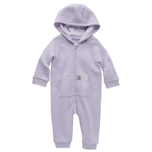 Carhartt Baby Girls' Long-Sleeve Hooded Zip-Up Footless Jumpsuit One-Piece Hoodie, Orchid Petal Purple, 12M | Amazon (US)
