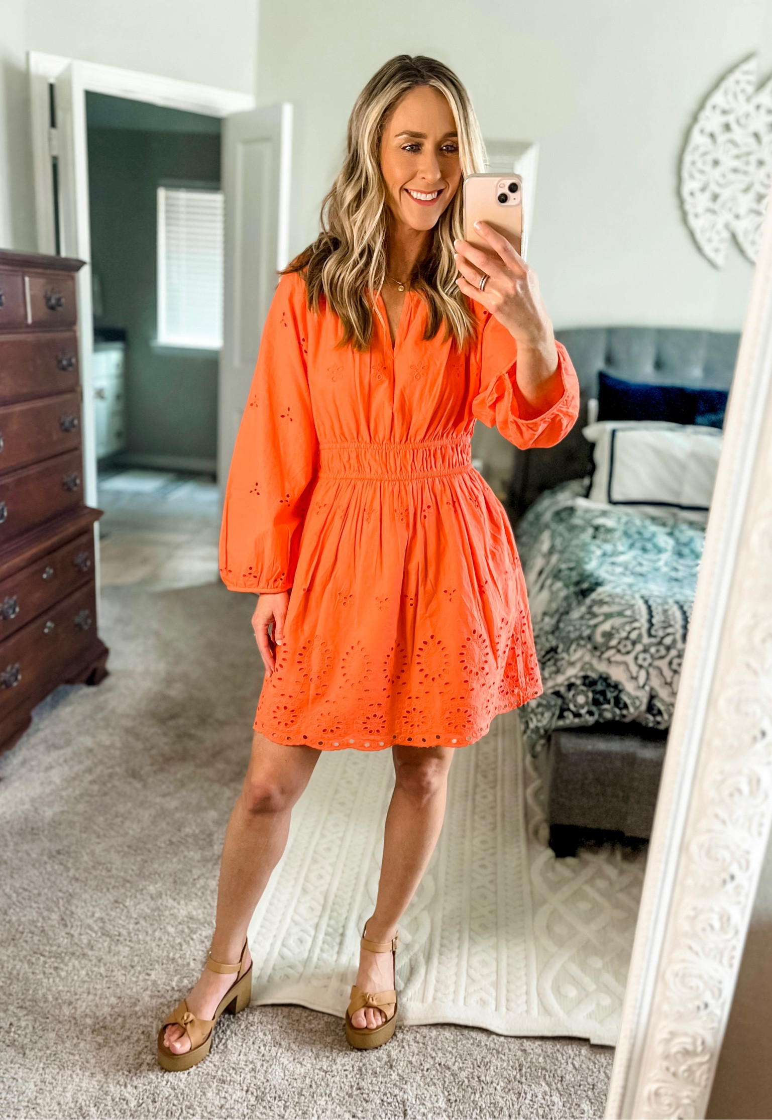 Universal Thread orange eyelet dress. Wearing a small. 

#LTKSeasonal #LTKunder50 #LTKtravel