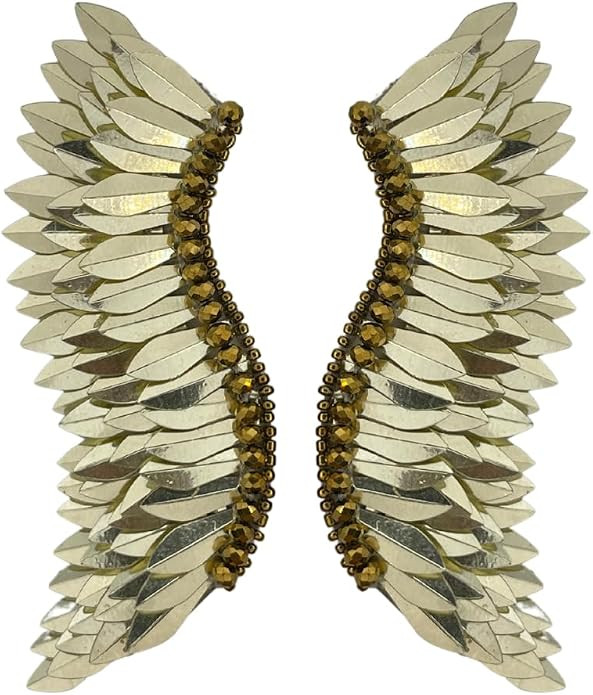 Angel wing earrings, Statement winged earrings, Prom Jewelry, Gold stud earrings, Bridal earrings... | Amazon (US)