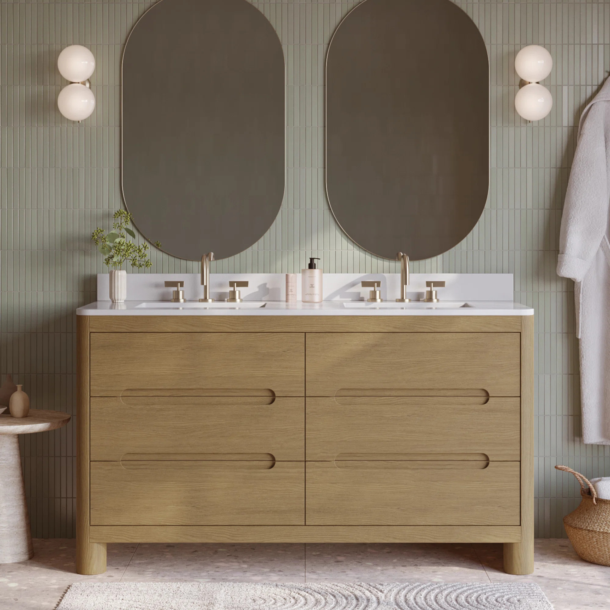 Oslo 60" Double Bathroom Vanity with Quartz Top | Wayfair North America