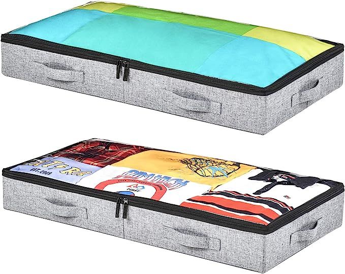 storageLAB Underbed Storage Containers, Storage Bin for Clothes, Blankets, Shoes and Pillows (2 P... | Amazon (US)