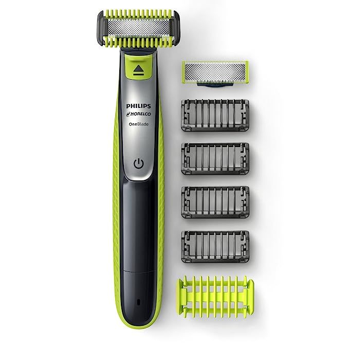 Philips Norelco OneBlade Face + Body Hybrid Electric Trimmer and Shaver QP263070, Black/Green/Sil... | Amazon (US)