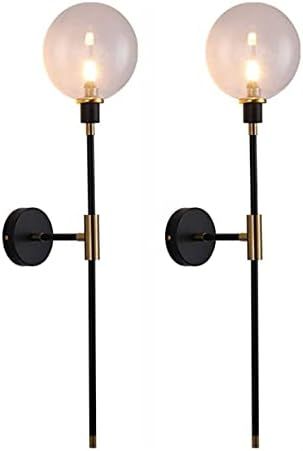 KCOLighting 1-Light Sconces Wall Light Gold Black Modern Wall Mounted Sconce Globe Glass Shade Wall  | Amazon (US)