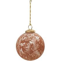 Flocked Mercury Glass Ball Ornament, Rose and Silver | Amazon (US)
