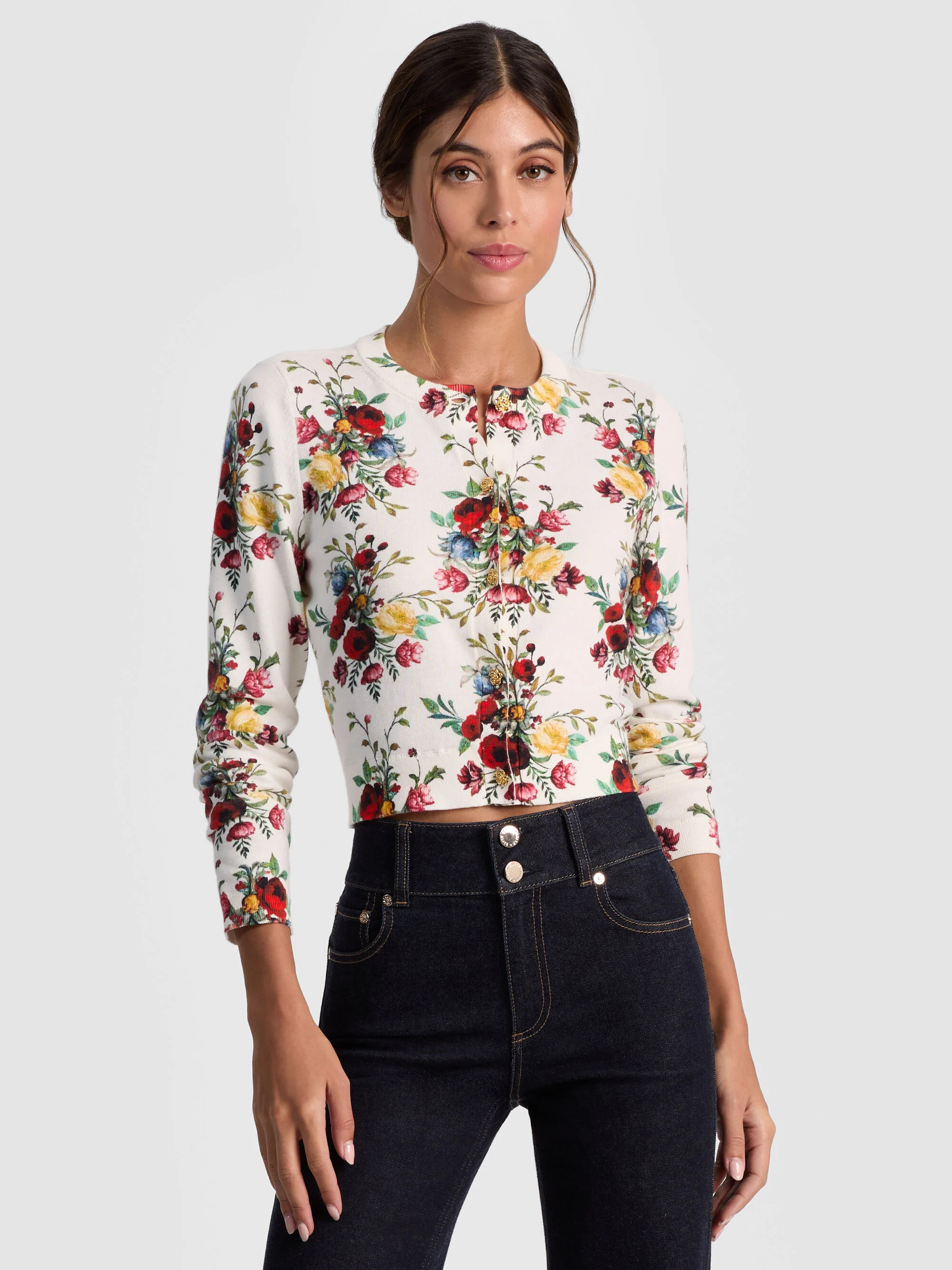 CARSON PRINTED CARDIGAN | Alice + Olivia