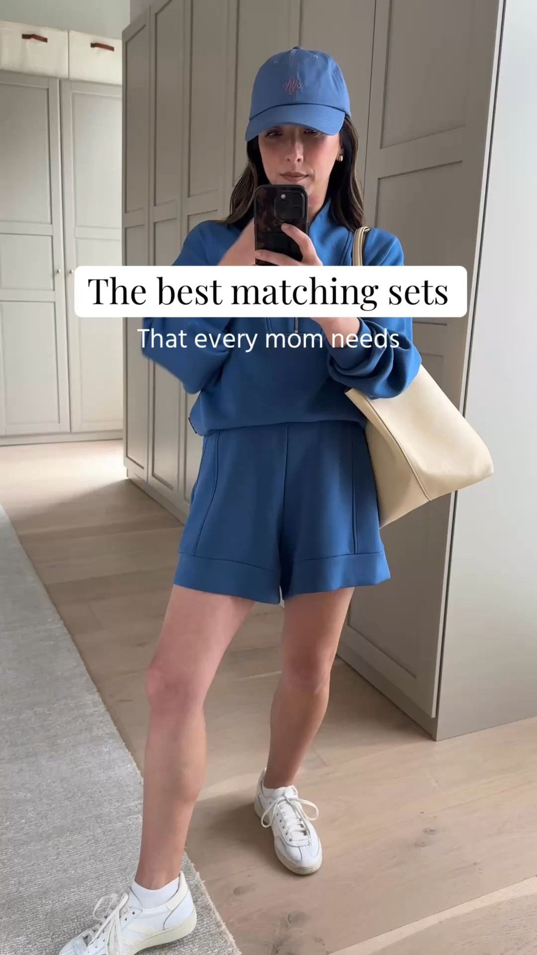 New spring blue set in from Varley. Material is stretchy and butter soft. The best sets 👏🏼

Davidson pullover sized up to small 
Atrium shorts in xs, perfect length
Melvin club cap
Mansur Gavriel tote 
Adidas speczial sneakers 

Petite style, mom style, spring outfits 2026, athleisure, spring style 

#LTKmomlife #LTKActive #LTKPetite