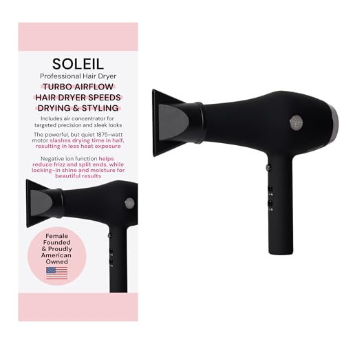 L'ANGE HAIR Soleil Professional Hair Dryer | 3 Heat Settings & 2 Airflow Settings | Cool Shot Locks-in Style | Professional Length Cord | Best Lightweight Hair for Smooth Blowouts (Black) | Amazon (US)