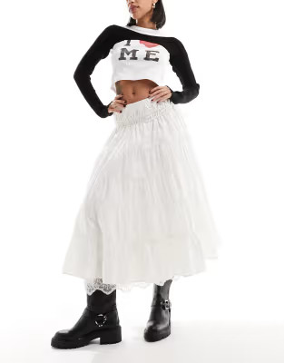 Reclaimed Vintage western cowgirl skirt with lace in white | ASOS | ASOS (Global)