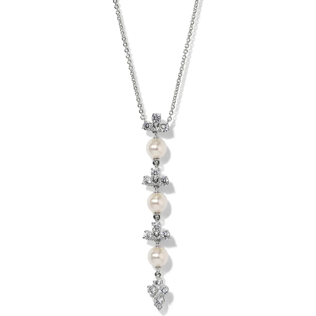 Nadri Faux Pearl Y-Necklace in Rhodium at Nordstrom | Nordstrom