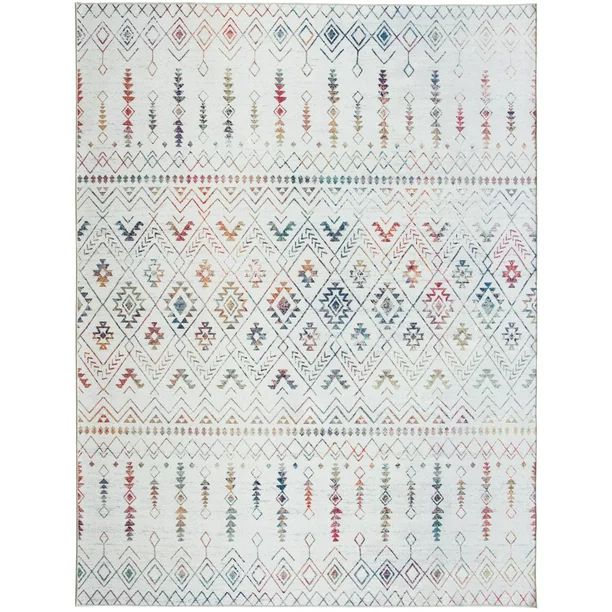 ReaLife Rugs Machine Washable Printed Moroccan Ivory Multi Eco-friendly Recycled Fiber Area Runne... | Walmart (US)
