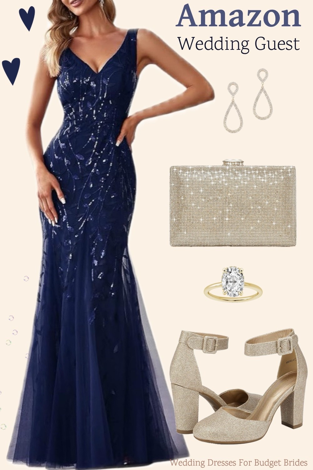 Navy wedding guest dress and accessories on Amazon. Long evening gowns under $100.

Special occasion dress, formal dress, full length wedding guest dress, party dress, event dress. 

#LTKSeasonal #LTKWedding