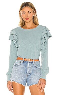 Nation LTD Xenia Ruffle Sleeve Tee in Open Air from Revolve.com | Revolve Clothing (Global)