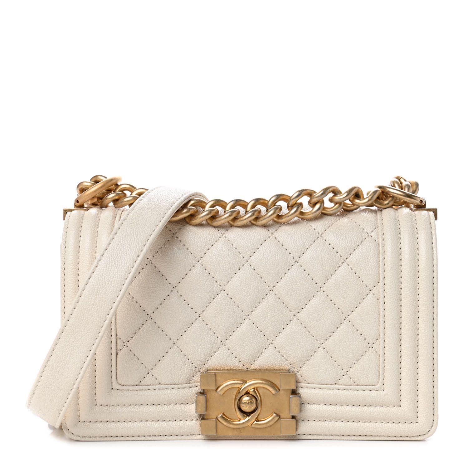 CHANEL Caviar Quilted Small Boy Flap White | FASHIONPHILE | Fashionphile