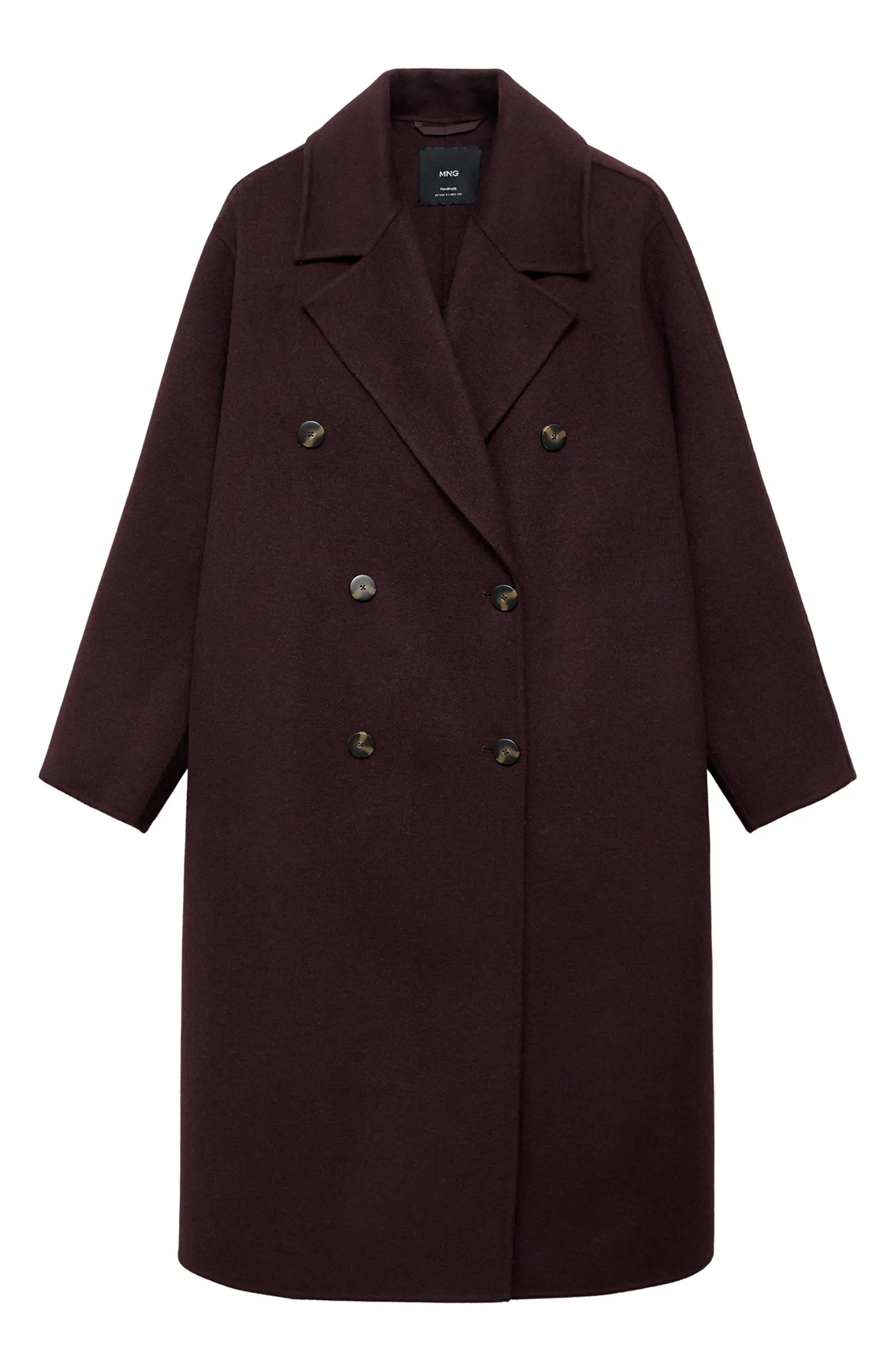 MANGO Picarol Double Breasted Wool Blend Coat | Nordstrom | Nordstrom