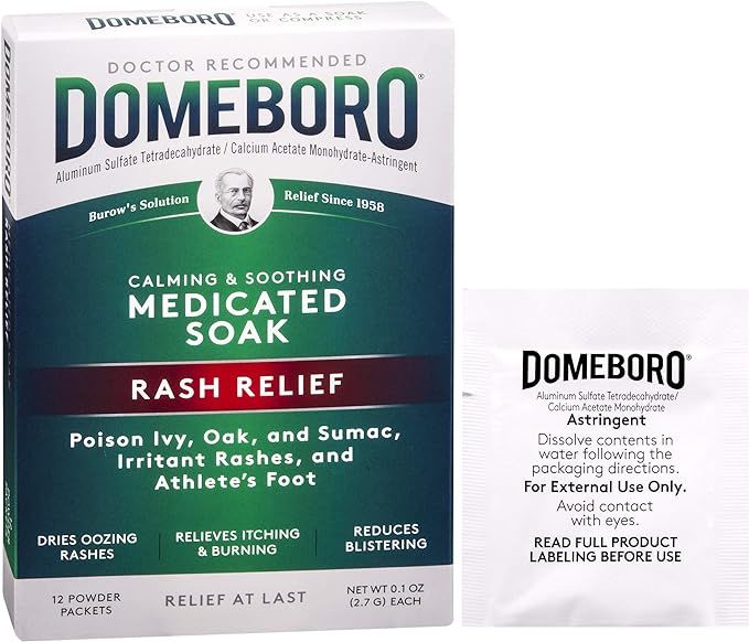 Domeboro Medicated Soak Rash Relief (Burow’s Solution), 12 Powder Packets (Packaging May Vary) | Amazon (US)
