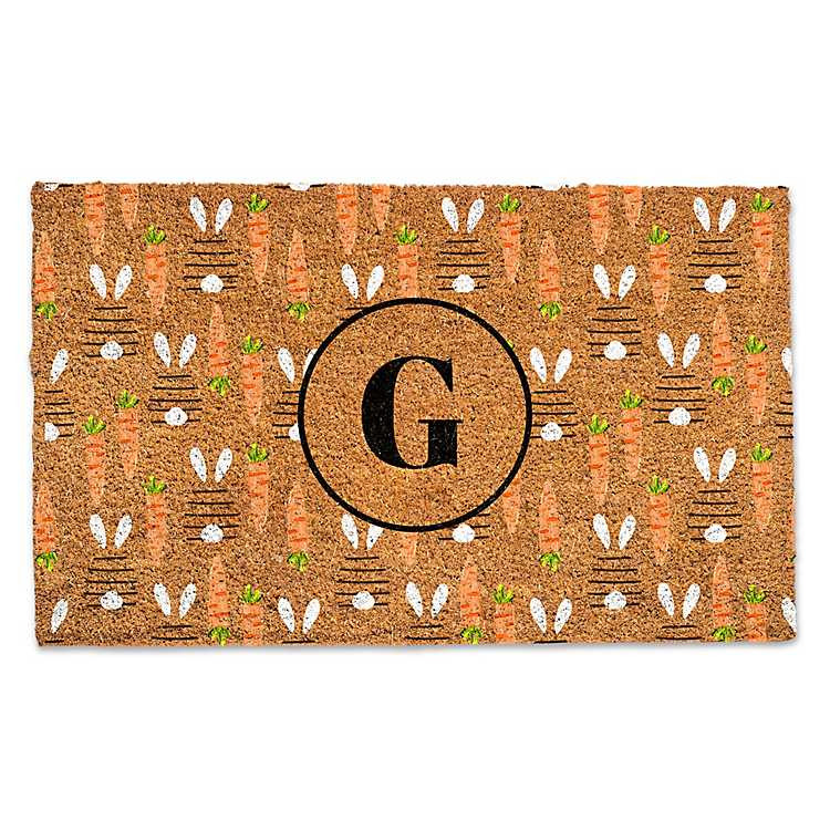 Personalized Monogram Bunny and Carrot Doormat | Kirklands