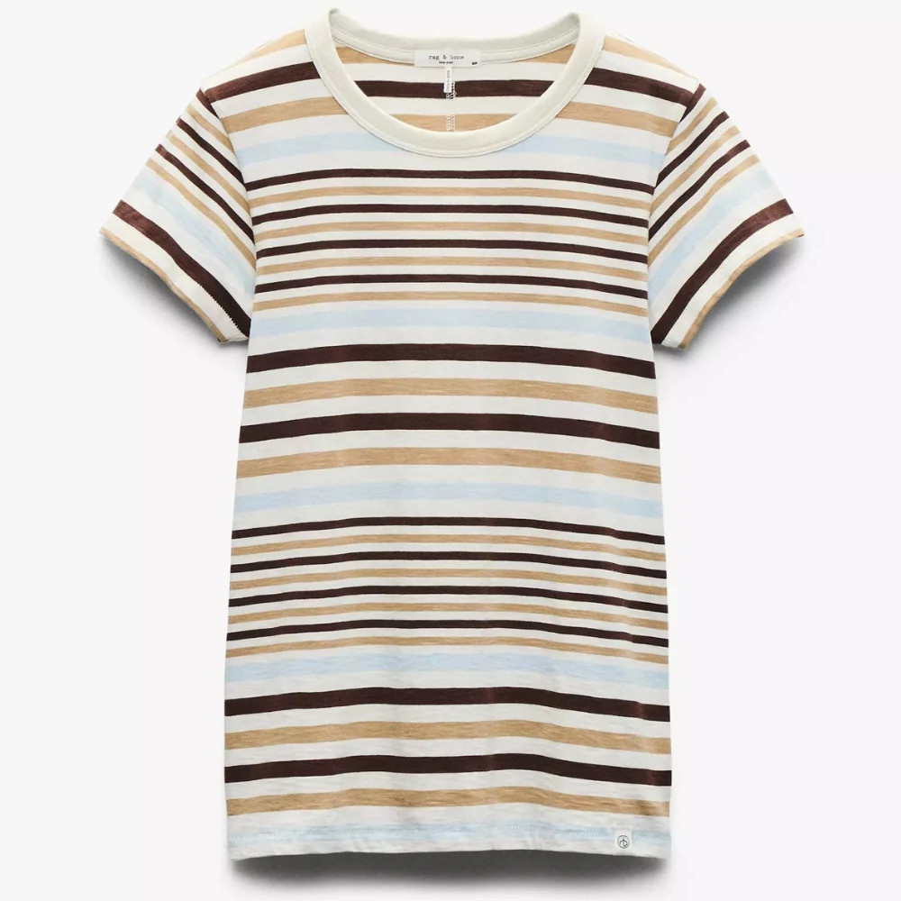 rag & bone Women's The Slub Stripe Tee, Ivory Multi | Shop Simon