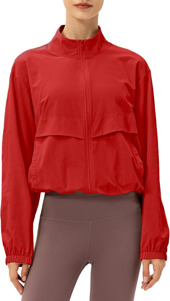 Women's Lightweight Zip Up Athletic Jacket Stand Collar Windproof Sun Protection Workout Outdoor ... | Amazon (US)