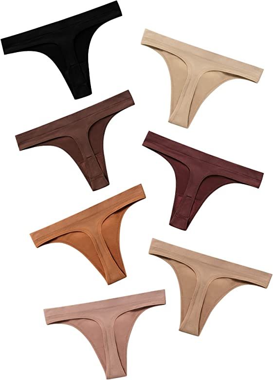 DEANGELMON Seamless Thongs for Women Sexy Low Rise Underwear No Show Thong Panties Comfortable Br... | Amazon (US)