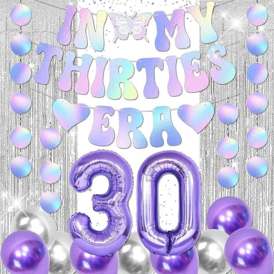 30th Purple Birthday Decorations In My Thirties Era Party Decoration Happy 30th Birthday Banner N... | Amazon (US)