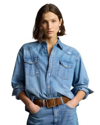 Oversize Fit Denim Western Shirt | Bloomingdale's (US)