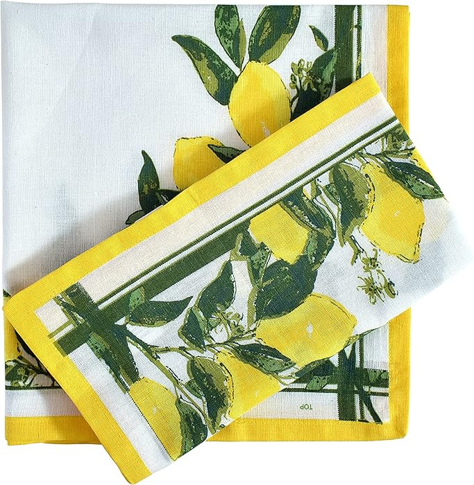 Cloth Napkins, Set of 4 Cotton Linen Blend Printed Dinner Napkins Cloth Mitered Corner Perfect fo... | Amazon (US)