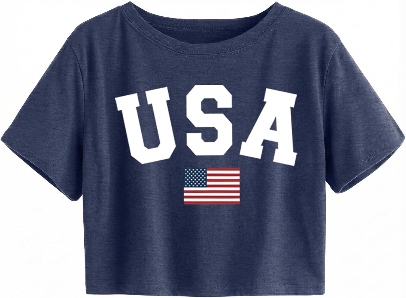4th of July Crop Tops USA Flag Graphic Tee Tops Patriot T-Shirts American Memorial Day Cropped | Amazon (US)